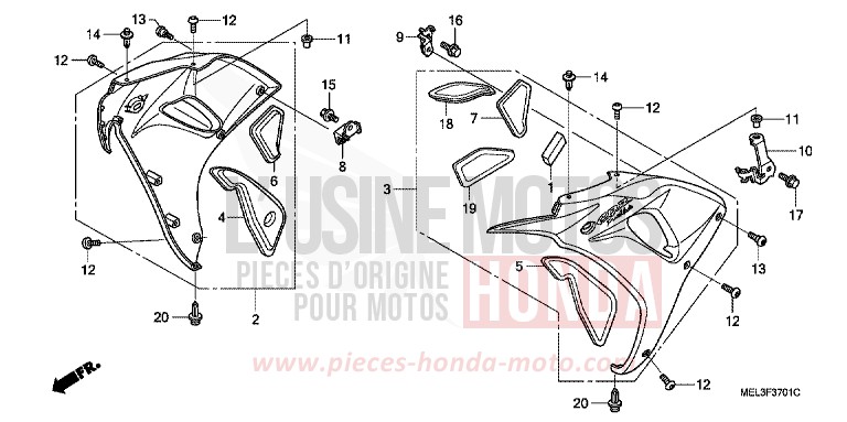 MIDDLE COWL (CBR1000RR6/7) for CBR1000RR Fireblade PEARL SIREN BLUE-A (PB123TA) from 2007